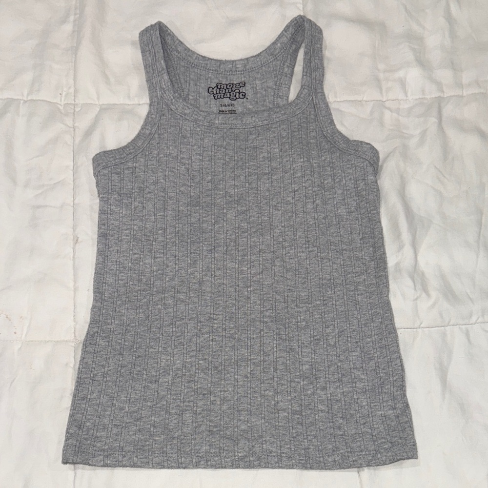 Girls More Than Magic Ribbed Gray Tank Top EUC